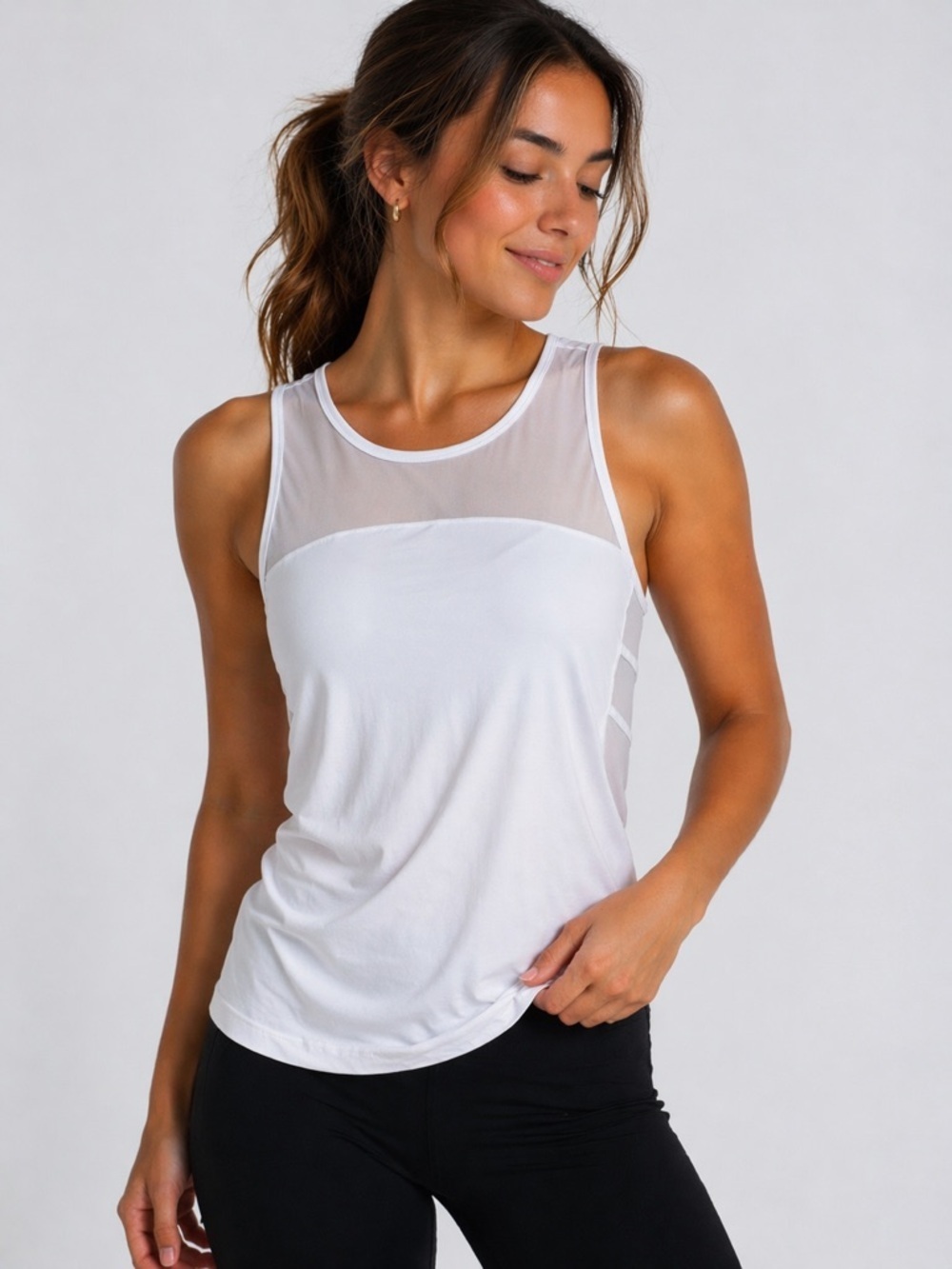 Lululemon Home Stretch Tank Top White Size 6 Athletic Yoga Workout EUC